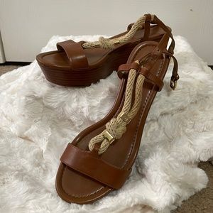 Michael Kors Wedge Leather Sandal 7.5